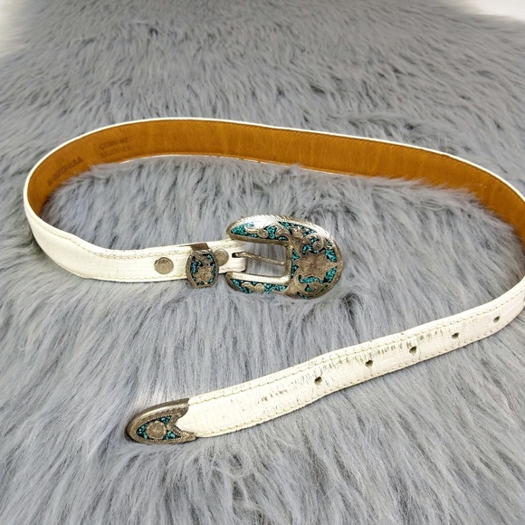 Vintage Accessories - Vintage Western Genuine Leather German Silver Belt